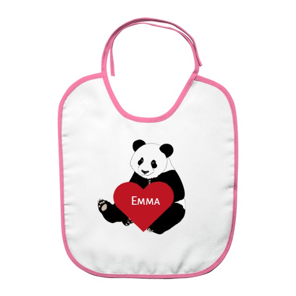 Kids' bib Bib Panda hearth with editable name