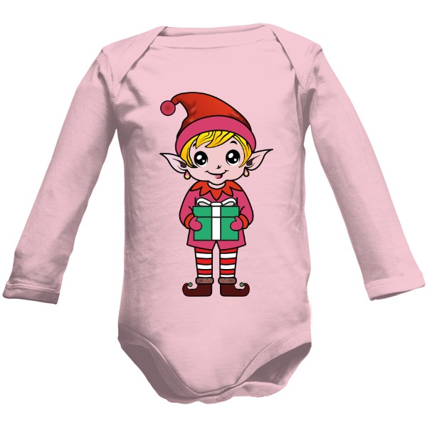Kids' overall bodysuit  Christmas Elf with a gift